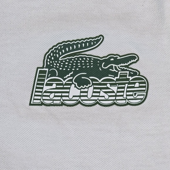 Lacoste Men's White Short Sleeve Polo Shirt Classic Fit Size L Green Gator - Picture 3 of 10